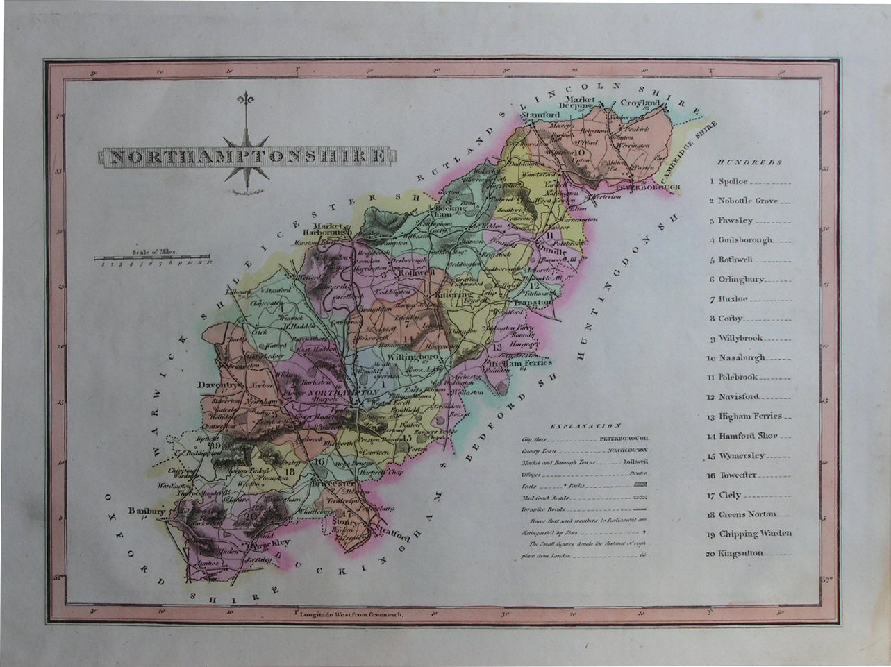 Map of Northamptonshire - Wallis